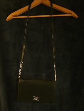 Sam Edelman Black Shoulder Crossbody Bag with Silver Chain Accent